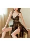 Sexy Side Slit Babydoll Nightgown Dress Set Black