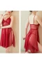 Sexy Side Slit Babydoll Nightgown Dress Set Red
