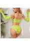 Sexy Bra and Panty Set Babydoll with Gloves Green
