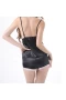 Women Eyelash Silk Lace Sexy Underwear Stain Camisole Pajamas Shorts Set Black