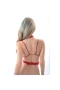 Women's Lace Halter Bralette High Neck Wireless Unlined Bra Red