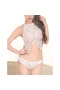 Sexy Lace Pajamas Bellyband Sling Passion Suit Erotic Lingerie White