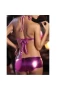 Women's Patent Leather Metallic Lingerie Bikini G-String Set Swimsuit Hot Pink