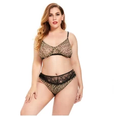 Sexy Leopard Lingerie Set Sheer Lace Sleepwear