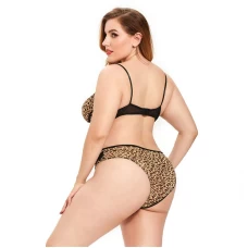 Sexy Leopard Lingerie Set Sheer Lace Sleepwear