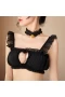 Eyelash Bra and Panty Set Mesh Underwear Negligee Black