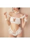 Eyelash Bra and Panty Set Mesh Underwear Negligee White