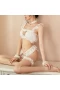 Eyelash Bra and Panty Set Mesh Underwear Negligee White