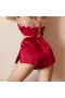 Lace Trim Cami with Shorts Lingerie Set Sleepwear Red