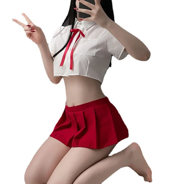 Sexy Roleplay Lingerie Set Student Costume Red