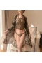 Lace Kimono Robe Babydoll Lingerie Eyelash Set Black