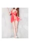 Flowy Lace Sheer Mesh Babydoll Slip Negligees Coral