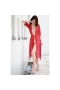 Lace Kimono Robe Long Gown Mesh Chemise Red