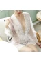 Lace Kimono Robe Sheer Mesh Nightgown White