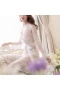 3PC Kimono Robe Set Sheer Babydoll Nightgown White