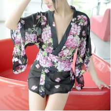 Floral Kimono Robes Sheer Sleepwear Lingerie