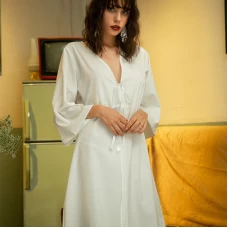 Sexy Chiffon Lingerie Sleepwear Robe with Tie Waist