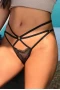Women‘s Black Strappy Lace Hollow Out Thong