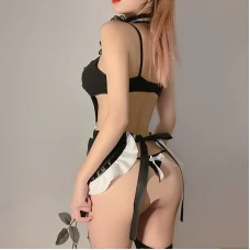 Sexy Fantasy Roleplay Cosplay Lingerie Set Black