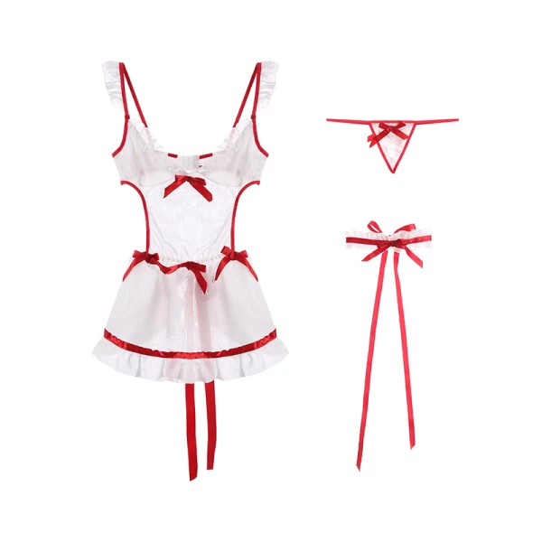 Sexy Fantasy Roleplay Cosplay Lingerie Set White