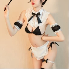 Sexy Women V-neck Maid Cosplay Lingerie Suit