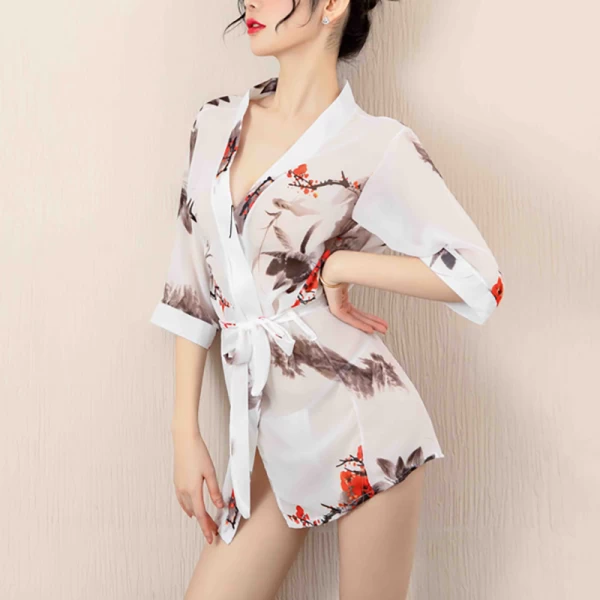 Women See Through Nightdress Pajamas Sets Lingerie Bathrobe