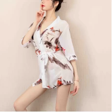 Women See Through Nightdress Pajamas Sets Lingerie Bathrobe