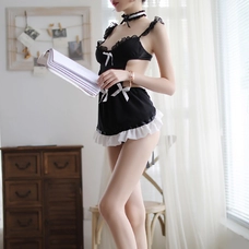 Sexy Lingerie Maid Outfit Sets Cosplay Uniform Pajama Black