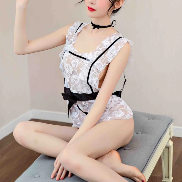 Womens Bunny Girl Cosplay Lingerie Maid Apron Uniform