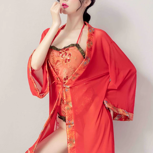 Perspective Temptation Sexy Lace Carved Pajamas, Oriental Classical Beauty