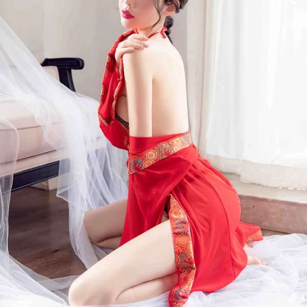 Perspective Temptation Sexy Lace Carved Pajamas, Oriental Classical Beauty