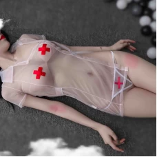 Sexy See Through Nurse Women Lingerie Cosplay Suit