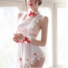 Sexy Lingerie Nurse Uniform See-Through Temptation Suit White