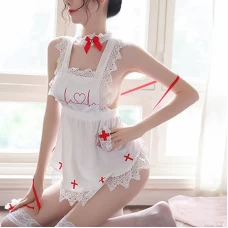 Sexy Lingerie Nurse Uniform See-Through Temptation Suit White