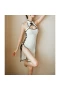 Sexy Halter Neck Bandage Lingerie Split Hollow Out Cheongsam Lingerie White