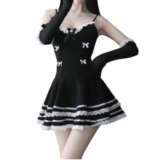 Black V-neck Maid Sexy Temptation Cosplay Black