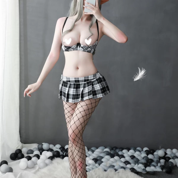 School girl Costume Lingerie Set Cut Out