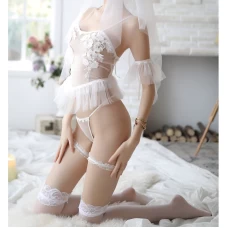 Women's Hot White Bride Role Play Costume Lingerie Set