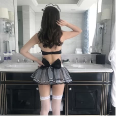 Women's Lingerie Maid Costume With Big Bowknot