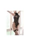 Halter Neck See Through Bodysuit With Stockings