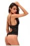 Women's Black Scalloped Lace Accent Peek-a-boo Teddy Lingerie