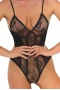 Women's Black Lace Back Hollow Out Teddy Lingerie