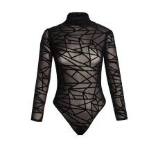 Women's Elegant See Through Long Sleeve Skinny Bodysuit