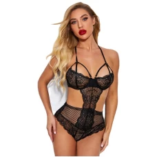 Women's Sexy Floral Lace Mesh Sheer Teddy Bodysuit Lingerie One Piece