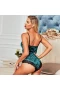 Deep V-neck Lace Edge See Through Lingerie Green