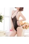 Sexy Eyelash Lace Bodysuit One Piece Lingerie Deep V Teddy With Side Tie Black