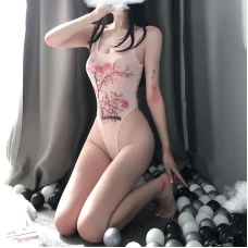 Sexy See Through Lingerie With Round Neck Pink