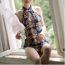 Sexy Chest Hollow Cheongsam with Side Split