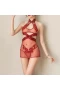 Open Crotch Halter Neck See Through Lingerie Red