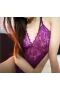 Sexy Lingerie Deep V Backless Halter Teddy Bodysuit Purple